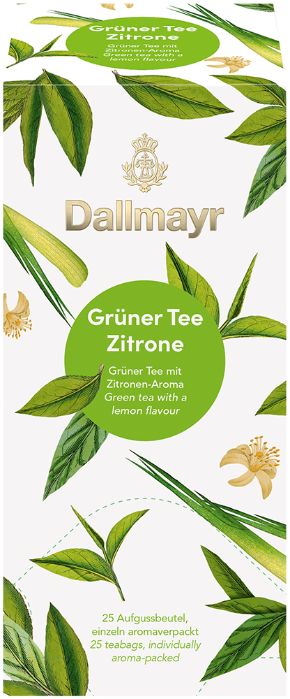 Dallmayr Tee kuvertiert Grüner Tee mit Zitrone Aufgusstee (10 x 25 Beutel)
