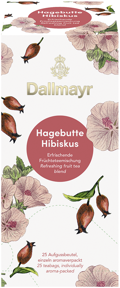 Dallmayr Tee kuvertiert Hagebutte mit Hibiskus Aufgusstee (10 x 25 Beutel)